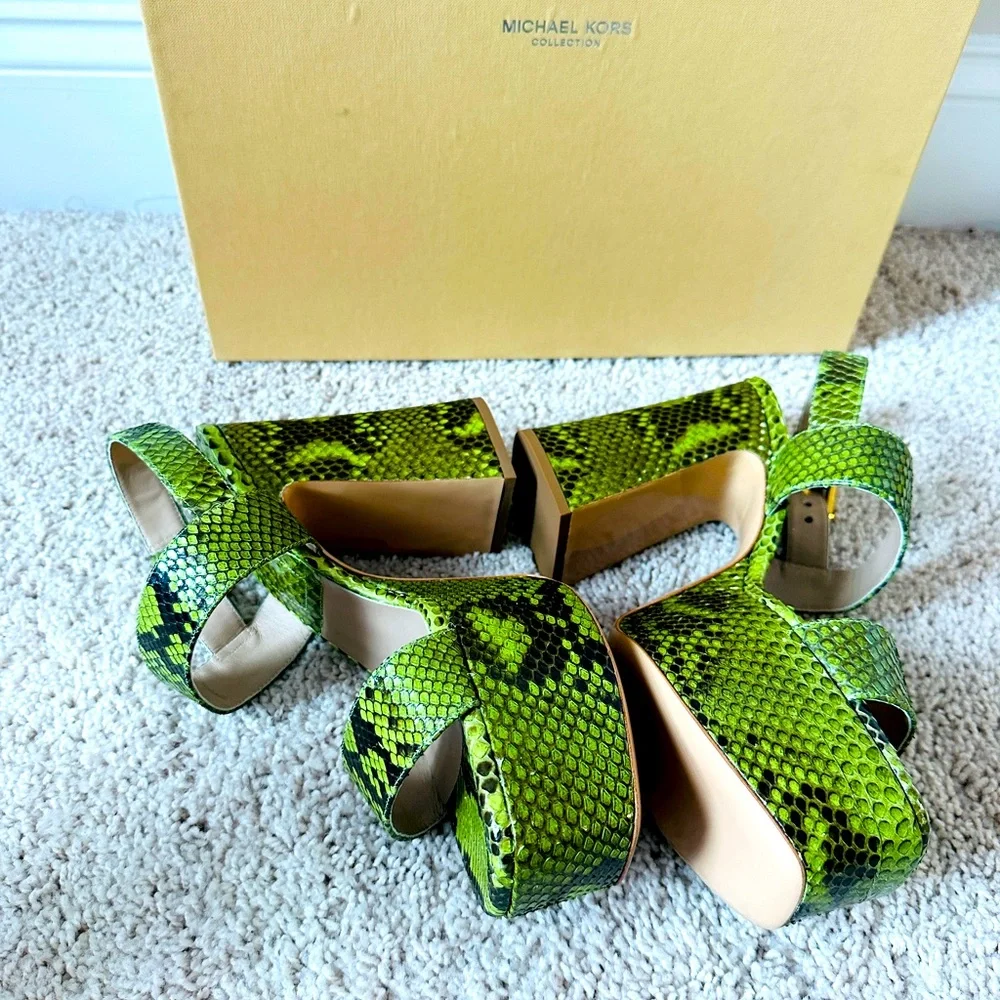 Michael Kors Collection Blair Genuine Python Snake Leather Size 38